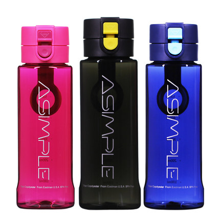 ASIMPLE夏天便携运动健身杯子透明650ml防漏耐摔带盖高颜值水杯