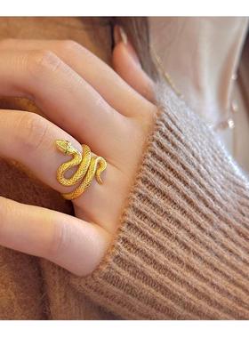 新款中古小金蛇戒指小众灵蛇指环