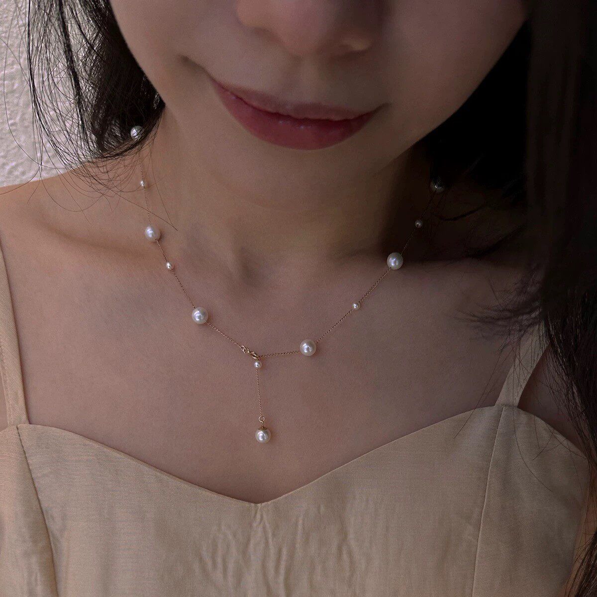 法式满天星珍珠项链轻奢小众高级感s925纯银项链饰品女高级感配饰图片