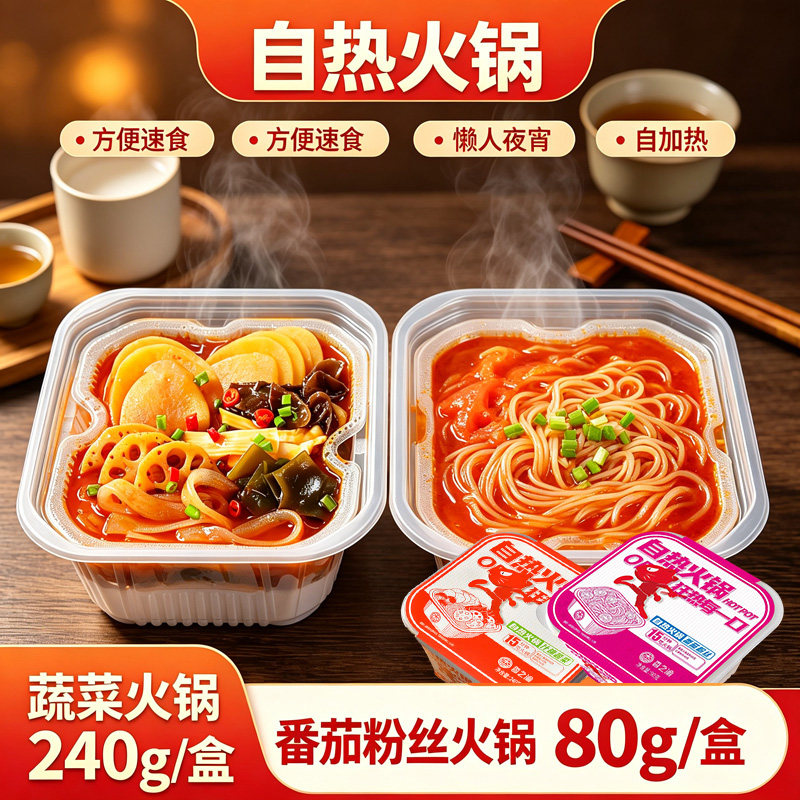 自热火锅蔬菜火锅番茄粉丝火锅休闲解馋素菜小火锅免煮速食品