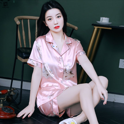 冰丝睡衣女士夏季2026新款短袖短裤套装薄款真丝性感甜美可爱春秋