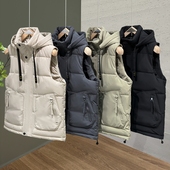 男士 羽绒棉马甲2025秋冬季 潮流加厚保暖背心学生坎肩连帽马夹外套