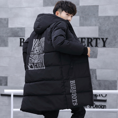 青少年男款羽绒棉服中长款加厚