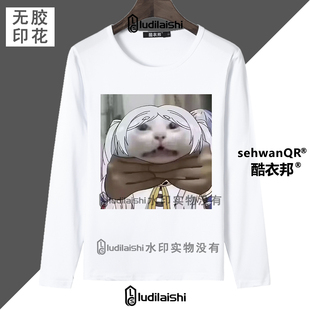 春秋新款男女长袖上衣恶搞搞笑抽象哈基米这不关你的事表情包T恤