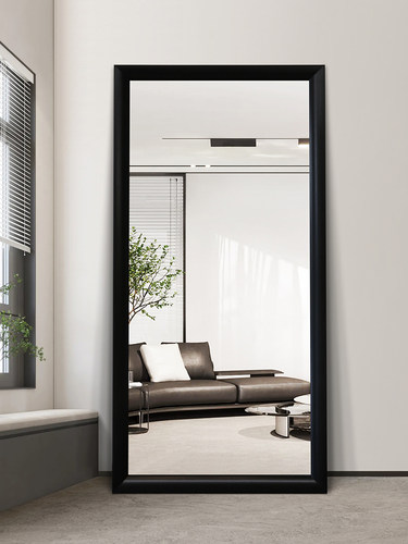 伯仑简约黑色穿衣镜家用挂墙全身镜现代黑色落地镜服装店试衣镜子