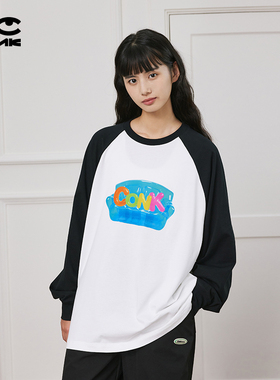 CONKLAB插肩撞色糖果长袖圆领T恤男纯棉oveisize情侣宽松打底衫潮