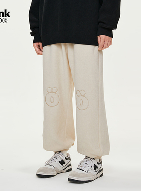 conklab趣味贴布绣卫裤男秋季国潮情侣休闲宽松保暖休闲束脚长裤