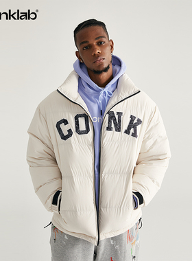 conklab 腰果花字母羽绒服男短款情侣立领轻薄外套冬季潮牌面包服