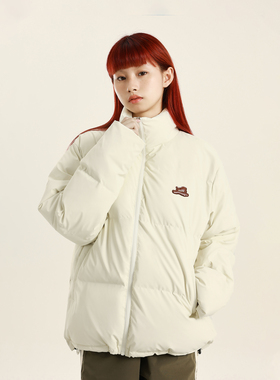 conklab 雾面PU皮白鸭绒立领羽绒服男重磅加厚保暖外套情侣面包服