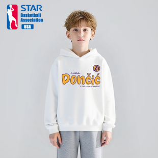 美式湖人队东契奇儿童连帽卫衣球衣宽松百搭休闲篮球运动童装上衣