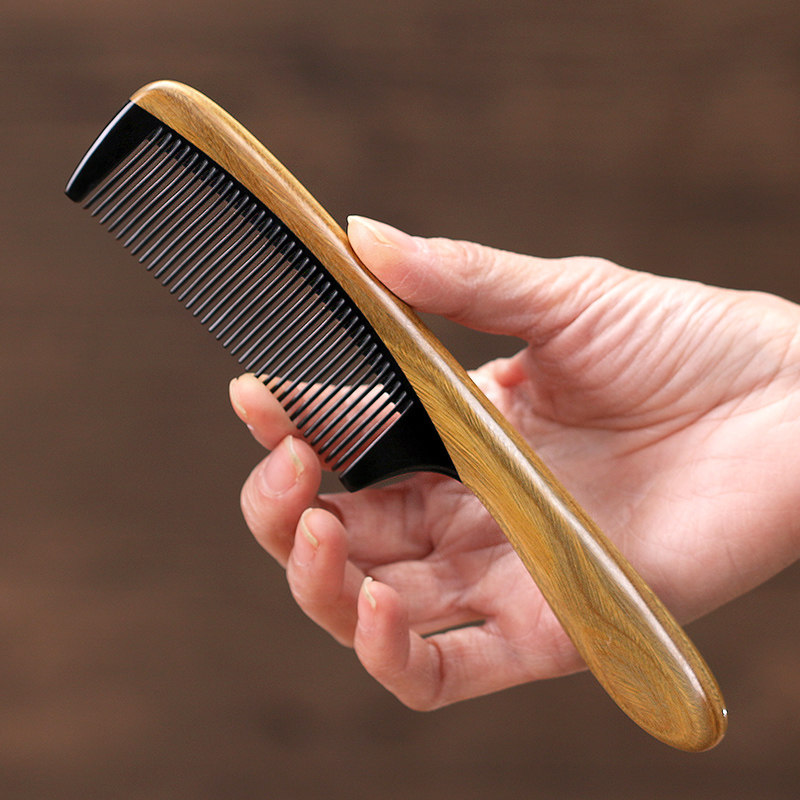 작은 미세 치아 빗 천연 녹색 백단향 빗 경적  정전기 방지 남성 및 여성 탈모 마사지 빗  빗 어린이 빗