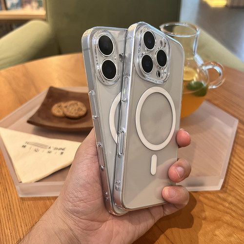 不易发黄透明磁吸手机壳适用苹果