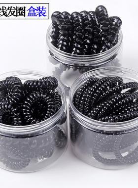 扎头发电话线发圈女无痕黑色头绳大小号细款加粗发绳韩版高弹皮筋