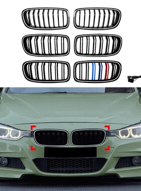 适用宝马3系F30 F31 F35 2013-2018 LED带灯中网单线双线格栅改装