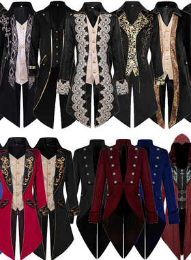 欧式宫廷男装复古燕尾服中世纪哥特式万圣节吸血鬼装贵族王子礼服