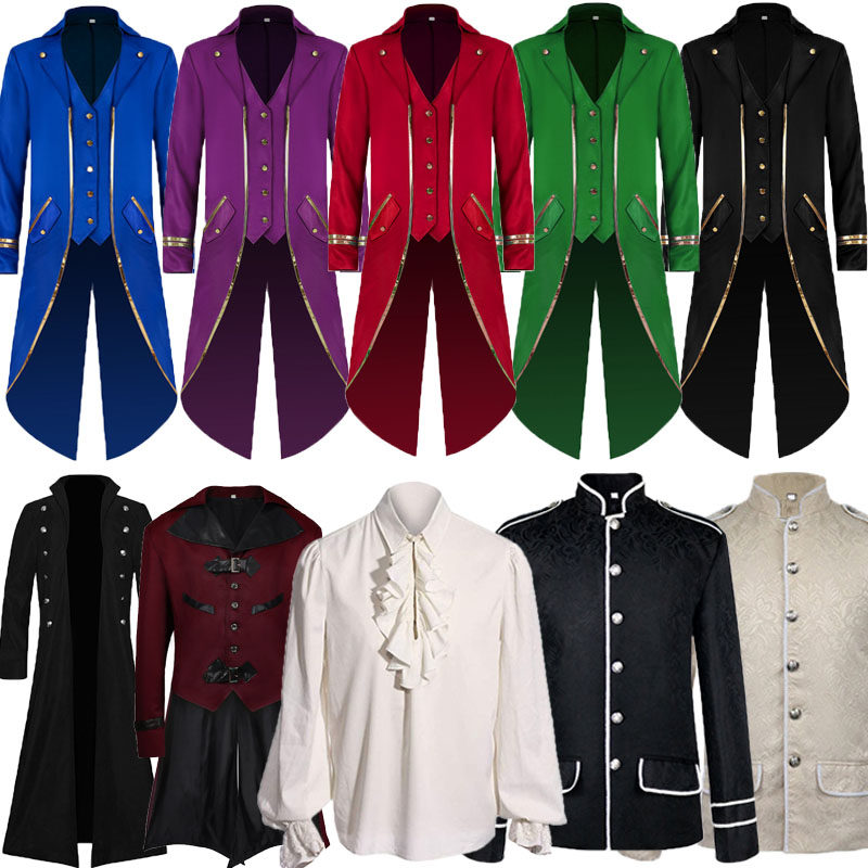 中世纪男款服装欧洲宫廷王子外套复古西服万圣节cos中长款燕尾服
