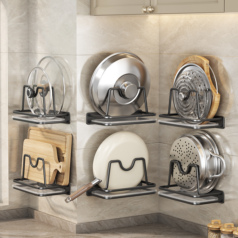 单层锅盖架免打孔壁挂式锅盖放置器厨房收纳切菜板放置架