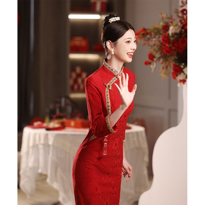 红色旗袍平时可穿年轻款2025新款订婚新中式绝美民国大小姐