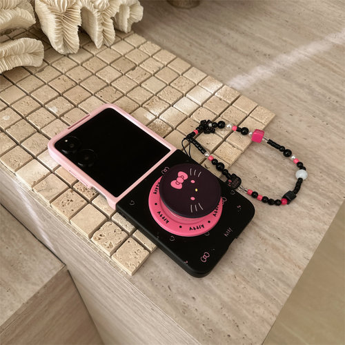 黑粉凯蒂磁吸支架折叠屏手机壳