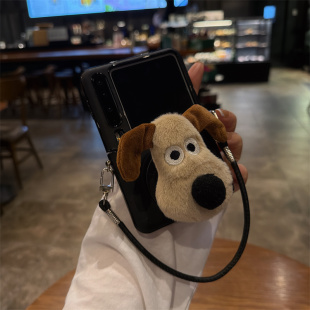 毛绒狗头磁吸适用小米mix2手机壳三星Zflip7华为Pocket折叠荣耀OPPO PuraX保护套5 FindN3摩托罗拉razr60新款