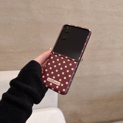 红底波点适用小米mix2手机壳小折叠V三星Zflip7华为Pocket3荣耀OPPO FindN3新款2摩托罗拉50秋冬PuraX保护套6