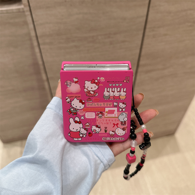 玫红兔子凯蒂折叠屏手机壳