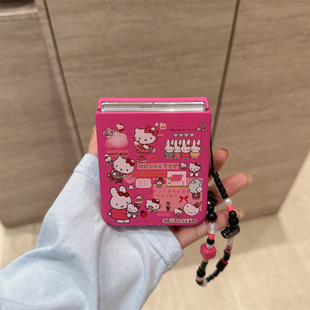 玫红兔子凯蒂适用小米mix2手机壳三星Zflip7华为Pocket折叠荣耀OPPO PuraX保护套5 FindN3摩托罗拉razr60新款