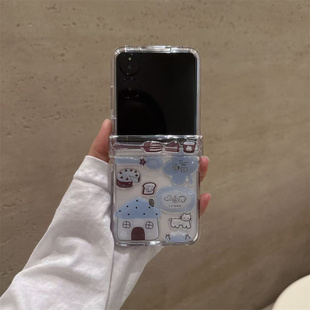 滴胶猫咪适用小米mix2手机壳三星Zflip7华为Pocket折叠荣耀OPPO PuraX透明保护套5 FindN3摩托罗拉razr60新款