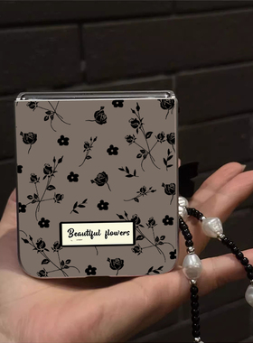 黑色玫瑰适用小米mix2手机壳三星Zflip7华为Pocket折叠荣耀OPPO FindN3摩托罗拉razr60新款电镀PuraX保护套5