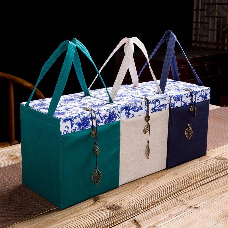 高档复古茶叶密封罐通用外包装礼盒布袋旅行布包摆件文玩工艺品盒