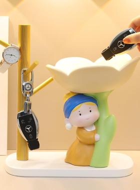 郁金香珍珠女孩树脂玄关收纳摆件居家装饰新居乔迁礼物品桌面摆件