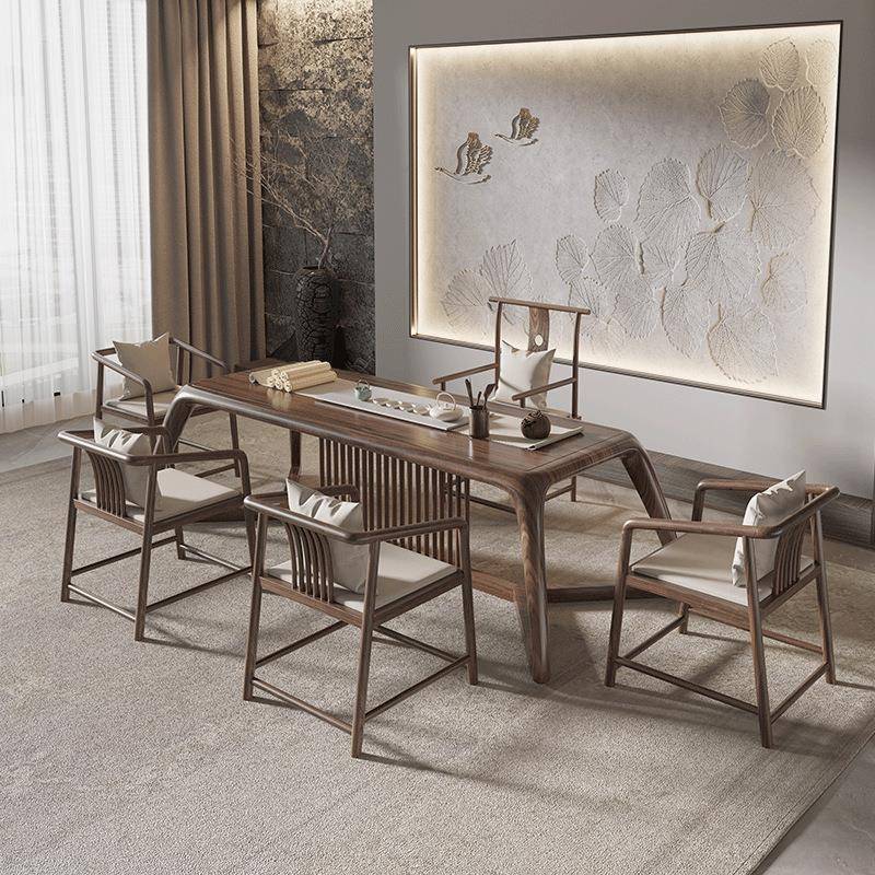 新中式实木茶桌全套办公室茶楼会客泡茶桌椅家用客厅洽谈功夫茶台