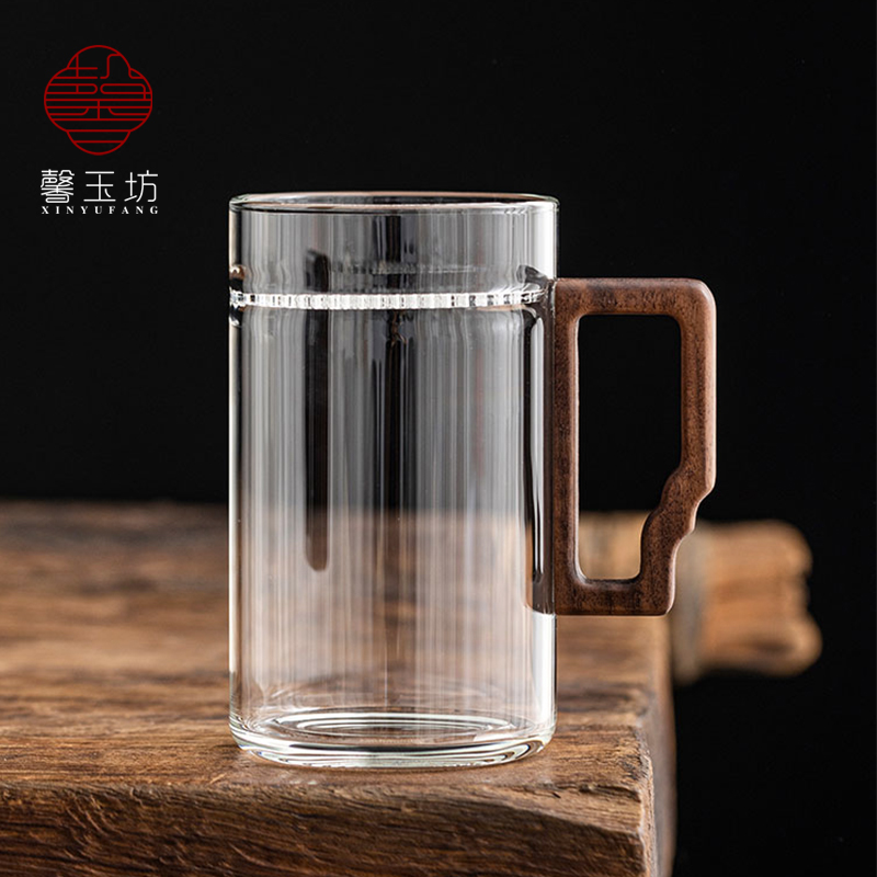 馨玉坊长乐月牙透明色玻璃水杯