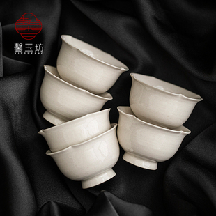馨玉坊草木灰釉陶瓷茶杯家用复古品茗杯花口闻香杯女士喝茶杯子