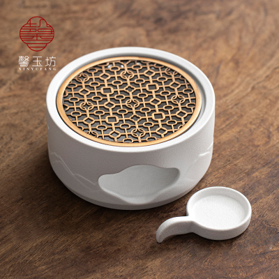 简约白色温茶炉家用小型蜡烛煮茶炉餐厅酒店温茶器茶水保温底座