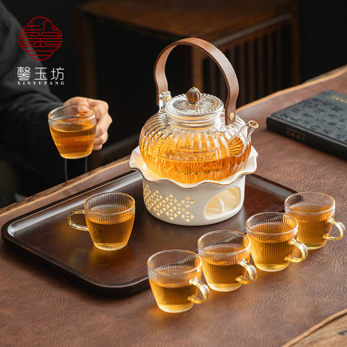 花果茶壶温茶炉套装蜡烛保温壶杯
