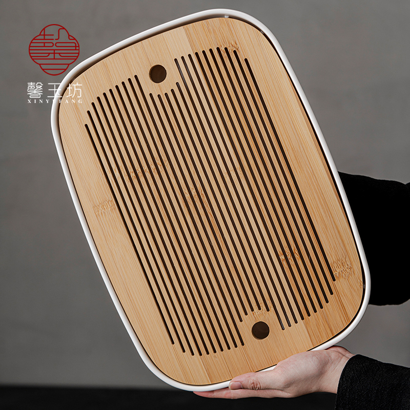 馨玉坊家用密胺竹储水式茶盘
