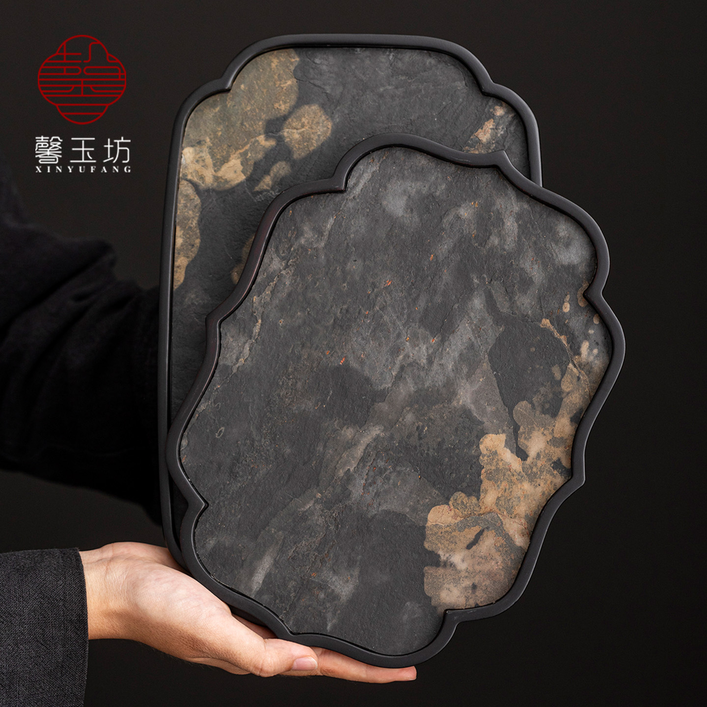 岩石面板小型干泡茶盘中式壶承