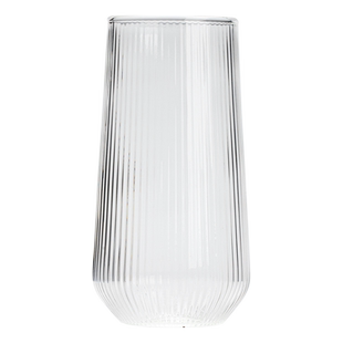 馨玉坊可倒开水耐高温条纹玻璃杯高款大容量500ml水杯咖啡牛奶杯