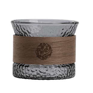 馨玉坊耐热玻璃小茶杯木扣防烫手品茗杯男主人杯家用单个喝茶杯子