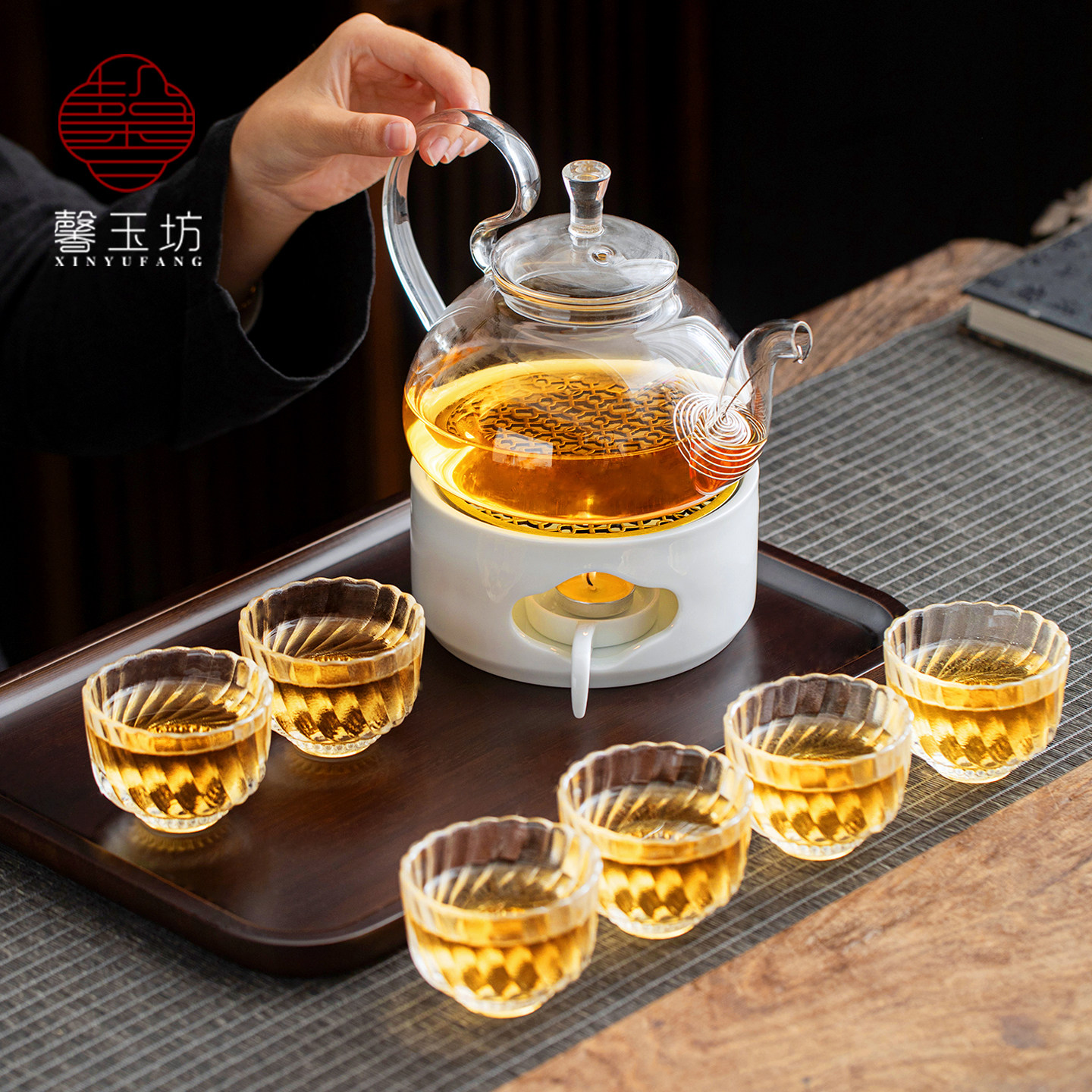 馨玉坊简约白色温茶炉花果茶壶套装蜡烛暖茶炉高颜值玻璃壶杯百搭,餐饮具,煮茶炉,淘宝优惠券,粉丝福利购,淘宝优惠卷