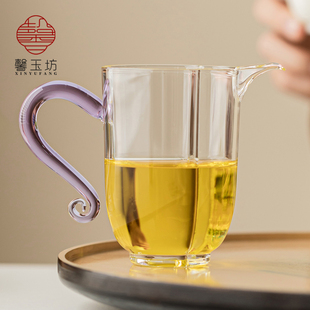 高颜值鹰嘴透明玻璃公道杯家用耐高温分茶器功夫茶具茶海百搭公杯