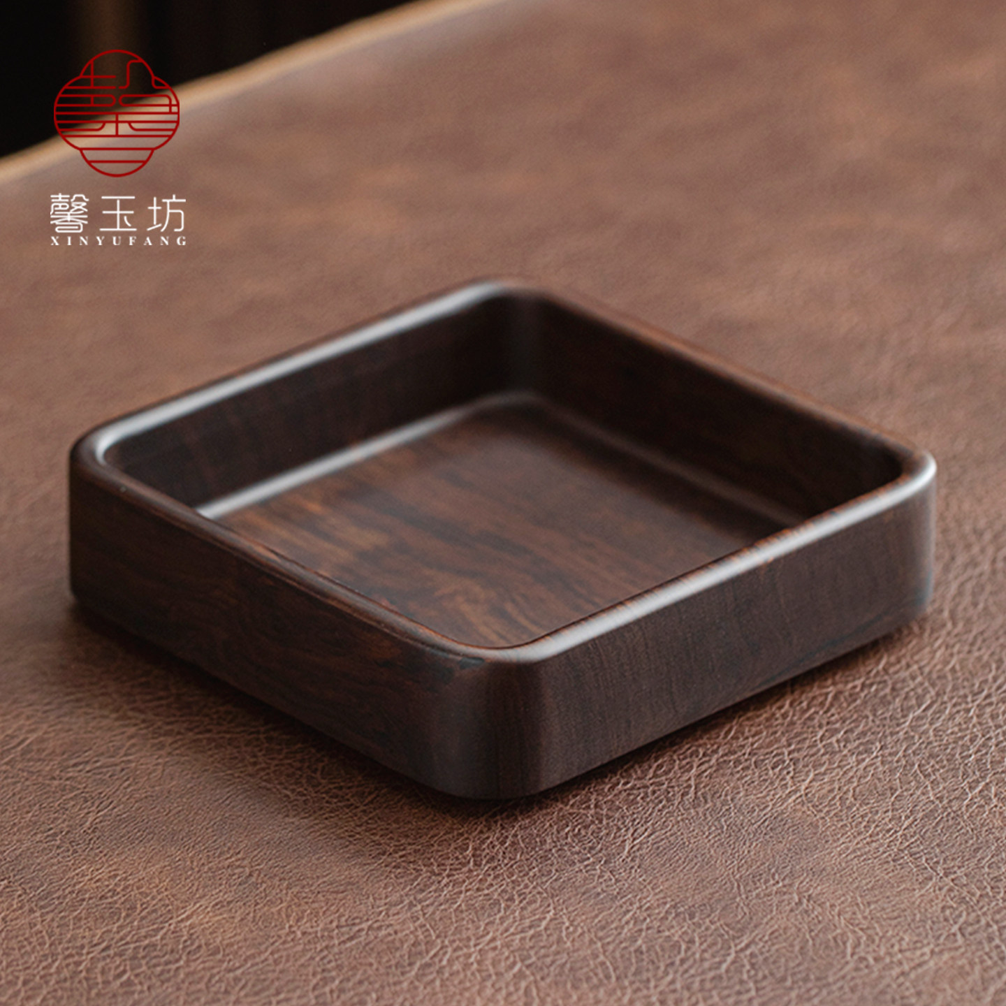 轻奢黑檀木整木果盘方形干果盒高档木质茶点碟可层叠实木收纳盒子