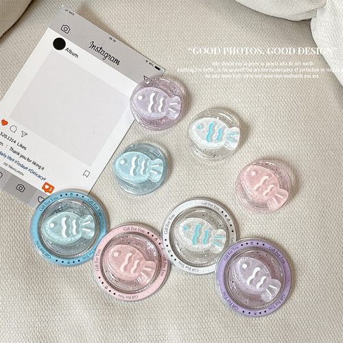 立体闪粉鲷鱼烧手机气囊支架磁吸可伸缩背贴便携式桌面看追剧支架