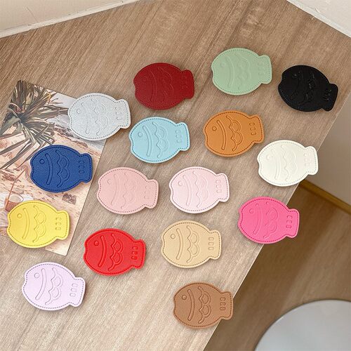 皮质纯色鲷鱼烧手机气囊支架粘贴伸缩简约创意指环桌面支撑看追剧