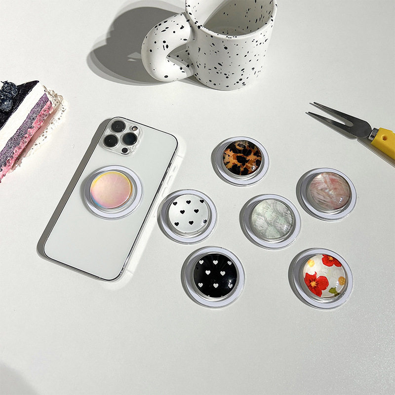 水晶球玻璃ins风手机气囊支架磁吸可拆卸看剧追剧支撑架爱心花朵