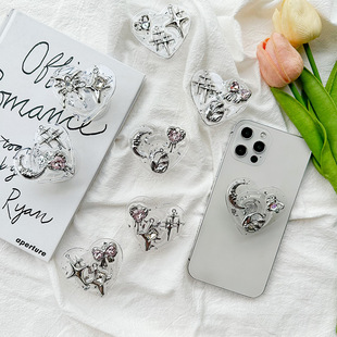 手机气囊支架银箔电镀色月亮流行个性桌面看追剧背贴可伸缩支撑架