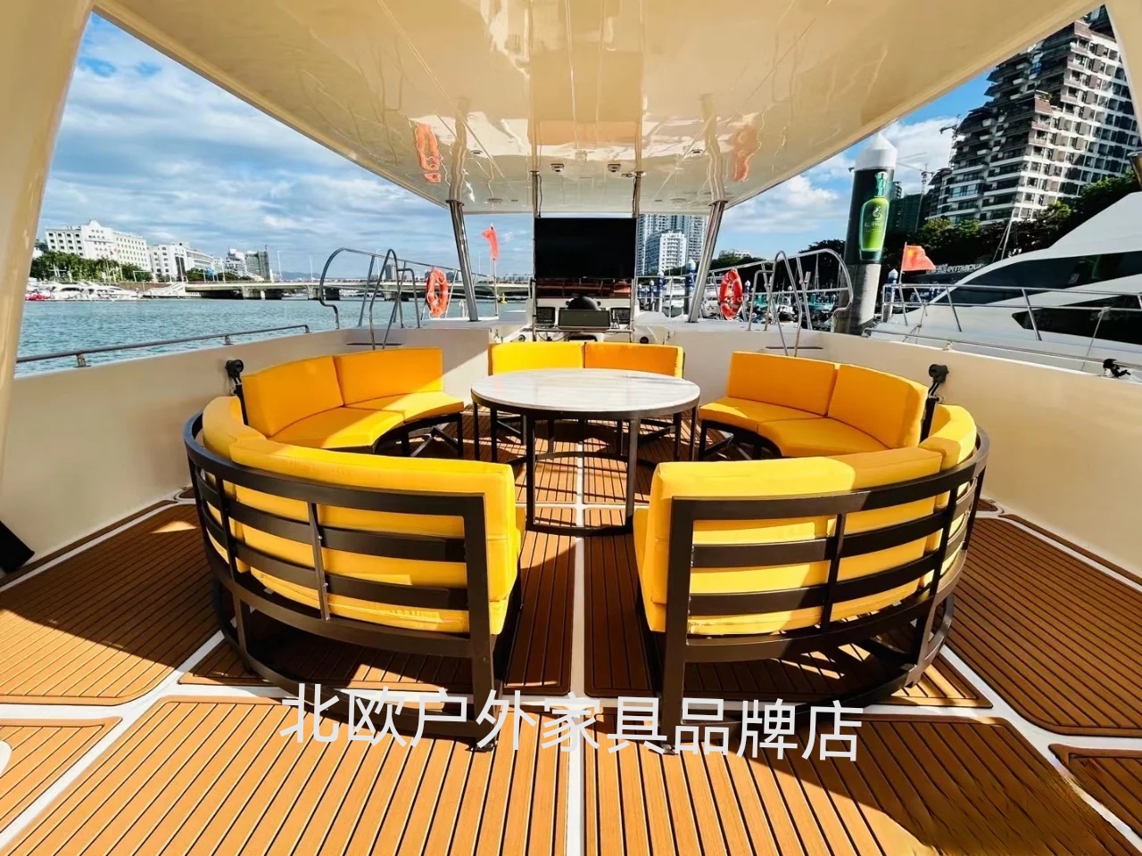 户外弧形全铝合金沙发会客接待圆形藤沙发茶几组合防水防晒耐腐蚀