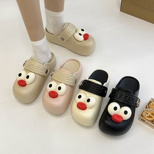 夏季趣味大眼表情厚底外穿简约百搭勃肯女鞋室内居家舒适防滑拖鞋