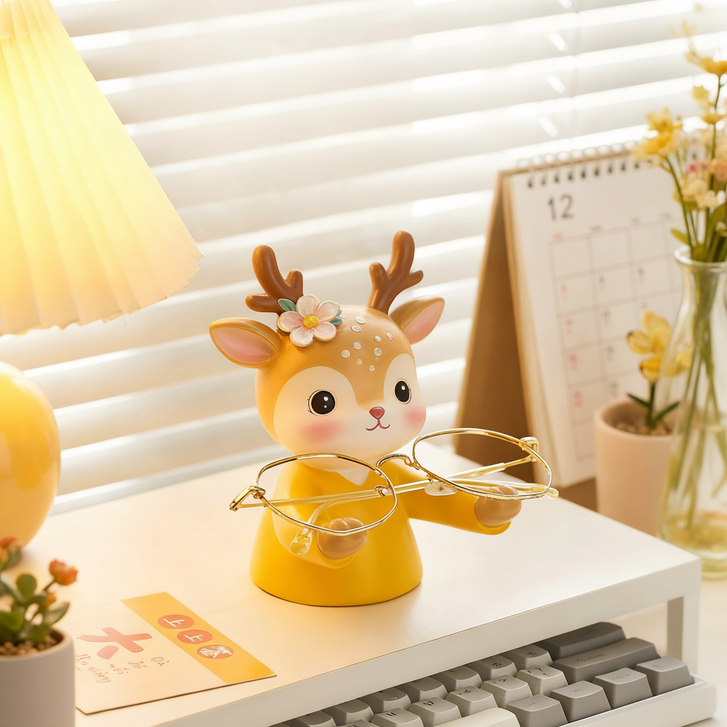 可爱梅花鹿眼镜架收纳摆件